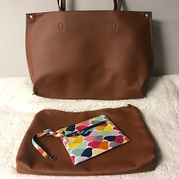 C.R. Gibson for Iota Chic "Flock of Colour" 3-Piece Tote Travel Bag Set Brown - Picture 4 of 16